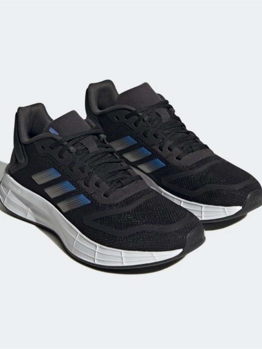 adidas Durango 10 Black Running Sneakers with Blue Stripe Accents